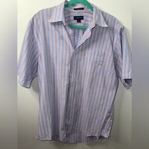 Lands' End Original Oxford Men's Striped Short Sleeve Button Down Shirt Size TXL